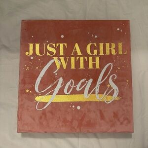 Feminist Empowerment Wall Art - Just a Girl with Goals - Velvet Gold and Pink